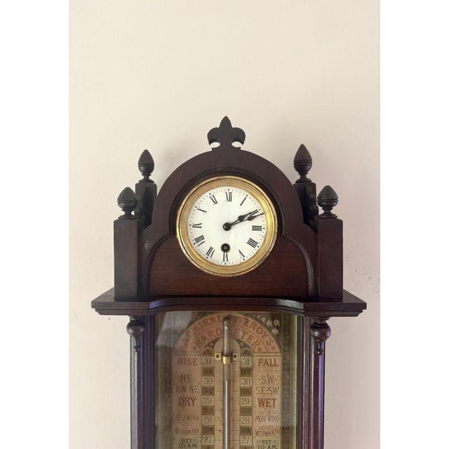 Antique Admiral Fitzroy Barometer and Clock, 1900 For Sale - Image 6 of 8