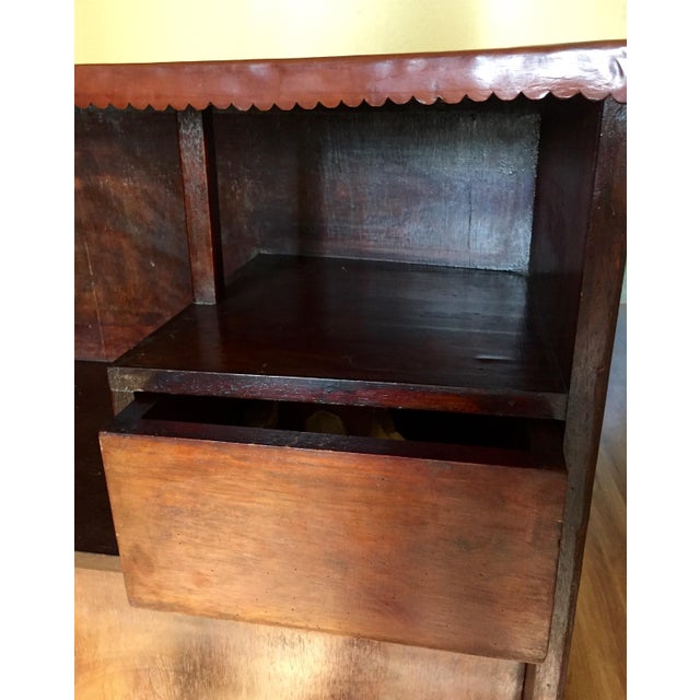 Wood Hand Tooled Leather Bar With Intricate Floral Design, Made in Peru For Sale - Image 7 of 9