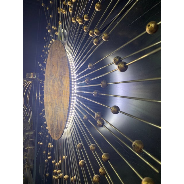 Metal New Sculpture Bronze Sunburst Wall or Ceiling Lamp For Sale - Image 7 of 9