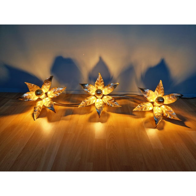 Large Floral Wall Light attributed to Willy Daro for Massive, Belgium, 1970s For Sale - Image 12 of 18