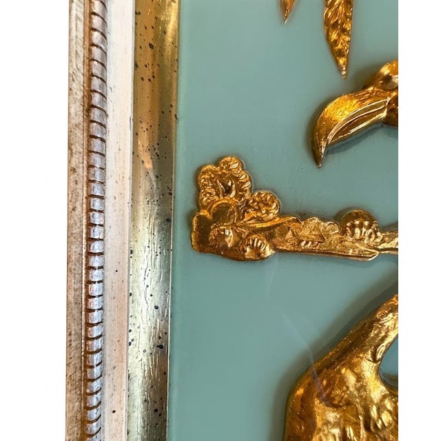 Vintage Mid-Century 1950s Metalcraft Flamingo Palm Tree Shadow Box Wall Art For Sale - Image 4 of 10