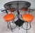 Metal Vintage Spanish Revival Wrought Iron Swivel Bar Stool Set With Matching Mesh Bar Table & Heavy Umbrella Stand – Mid-Century, Orange Vinyl For Sale - Image 7 of 12