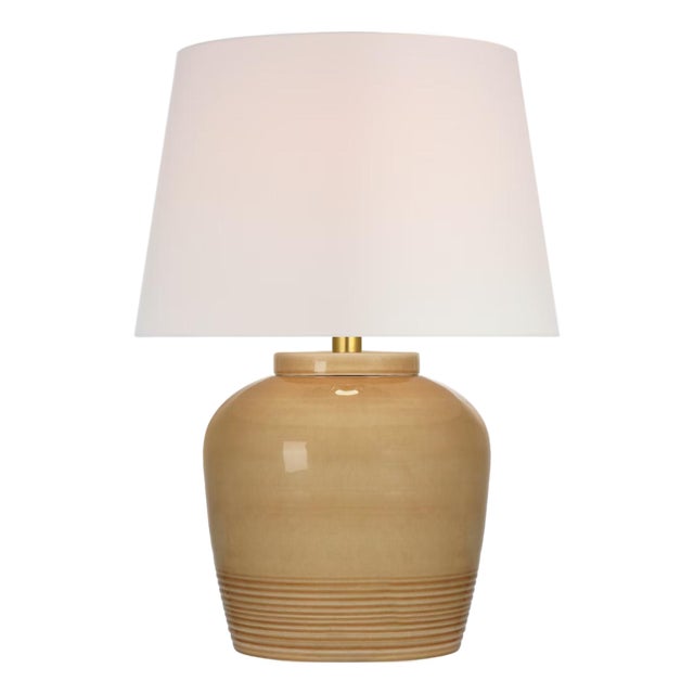 Marie Flanigan by Visual Comfort Signature Nora Medium Table Lamp in Light Honey with Linen Shade For Sale