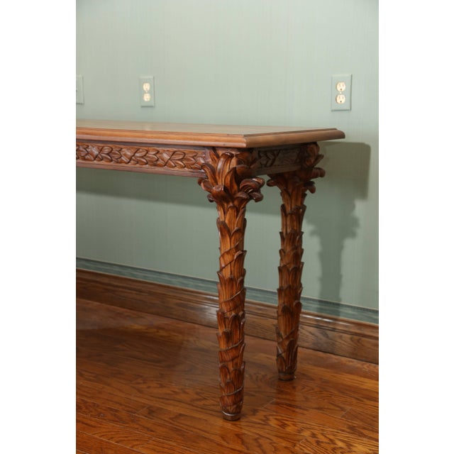 Carved Walnut Palm Tree Console Table Chairish