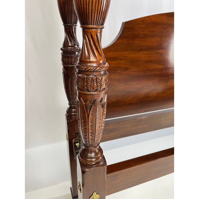 Henkel Harris Virginia Galleries Solid Mahogany Rice Carved Queen Bed For Sale - Image 14 of 18