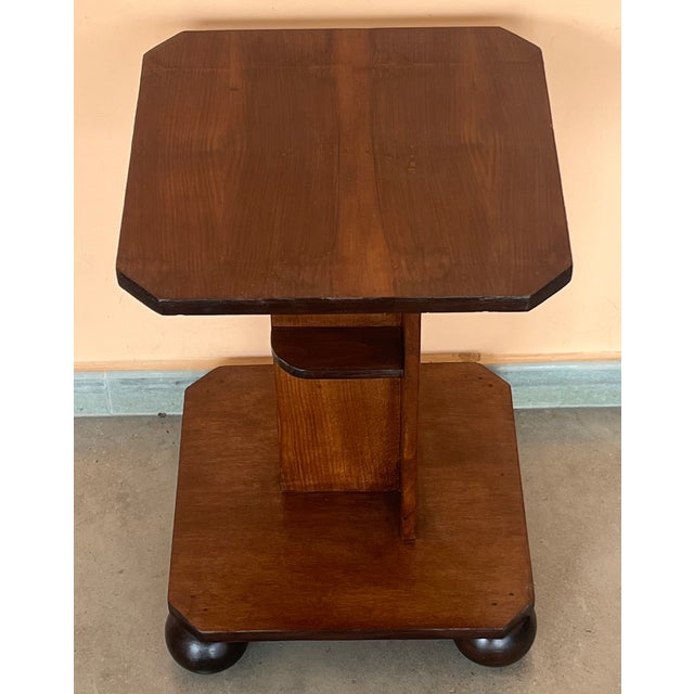 Italian Art Deco Burl Walnut Coffee Side Table With Ebonized Legs For Sale - Image 6 of 8