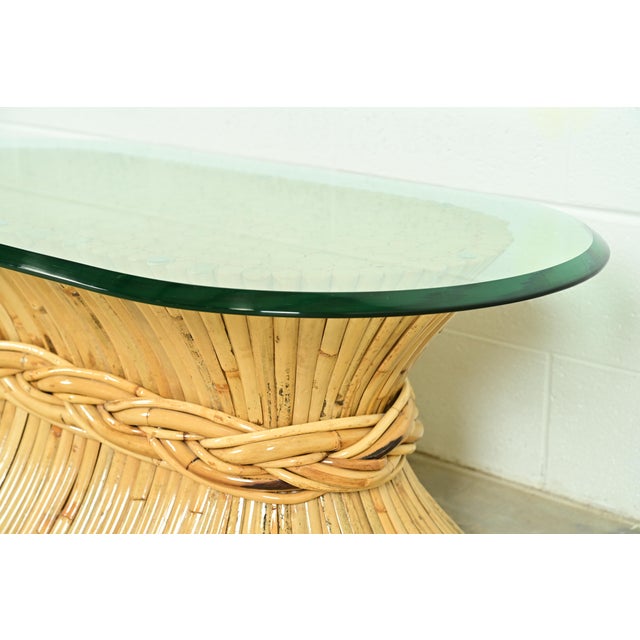 McGuire Hollywood Regency Organic Modern Bamboo Sheaf of Wheat Pedestal Coffee Table, Circa 1970s For Sale In South Bend - Image 6 of 11