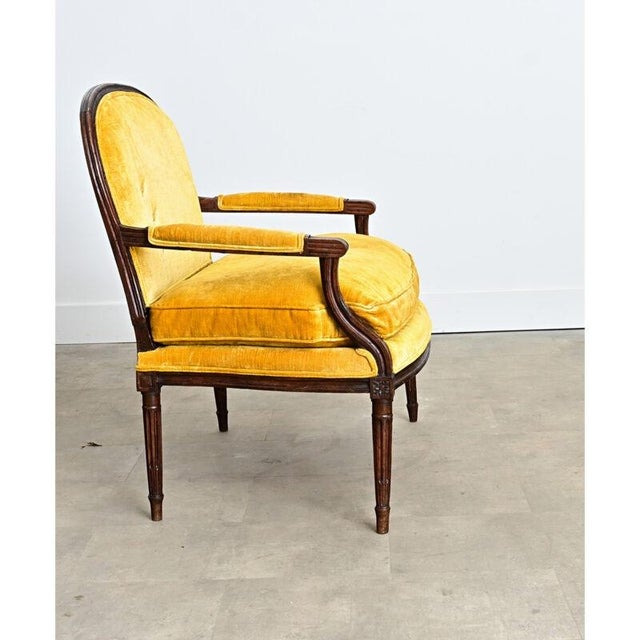 Wood French 19th Century Oak & Velvet Louis XVI Style Marquise For Sale - Image 7 of 11