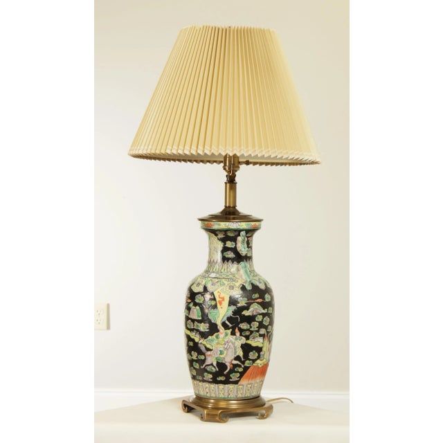 Remington Asian Pottery Brass Base Table Lamp For Sale - Image 4 of 13