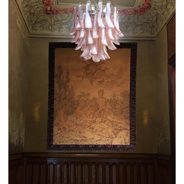 Italian Pink Petal Murano Chandeliers, Set of 2 For Sale - Image 6 of 17