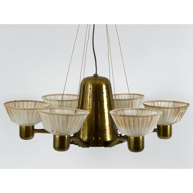 Hans Bergström Mid-Century Modern Six-Armed Chandelier from Hans Bergström, Sweden, 1950s For Sale - Image 4 of 18