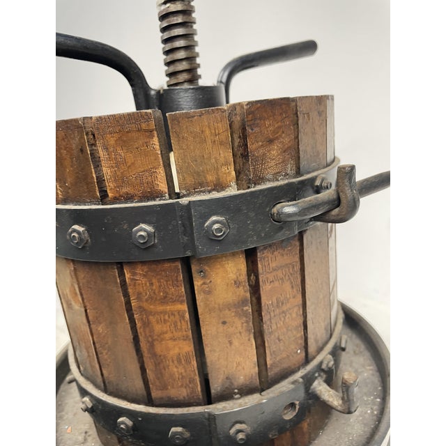 Wood Antique Manual Wine Press with Working Press, 1950s For Sale - Image 7 of 10