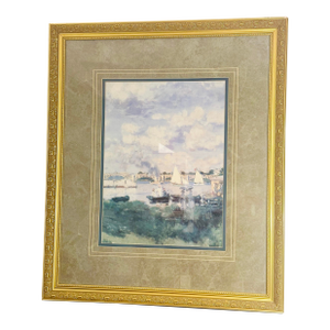 Vintage Uttermost Framed Art: "The Bridge at Argenteuil" by Claude Monet (40"x34")