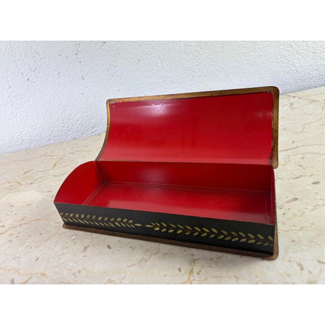 Vintage French Empire Style Toleware Trinket Box For Sale - Image 4 of 8