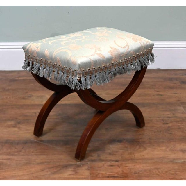 Regency Style X Frame Stool in Mahogany For Sale - Image 4 of 7