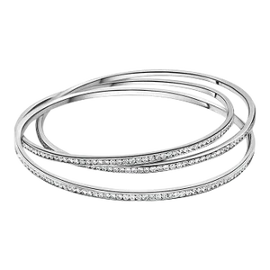 3 Piece Interlocking 7 Carat Diamond Bangle Bracelet in 18k White Gold