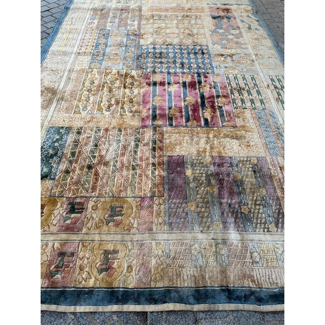 Vintage Chinese Art Deco Silk Rug, 1990s For Sale - Image 4 of 18