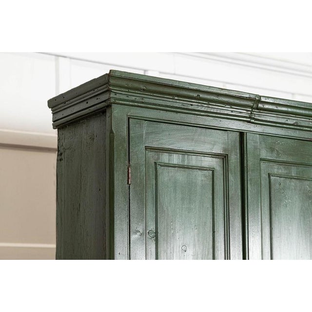 Green Large English Pine Painted Housekeepers Cabinet, 1880 For Sale - Image 8 of 17