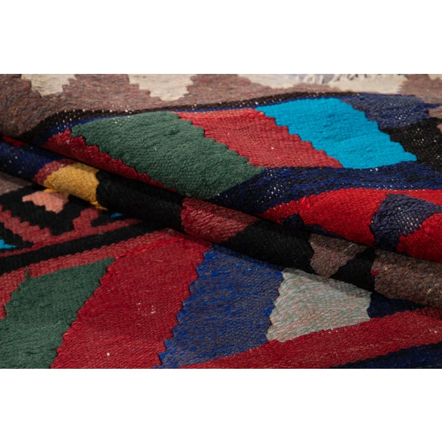 Tan Mid-20th Century Vintage Kilim Runner Rug 4' 2" X 9' 5''. For Sale - Image 8 of 11