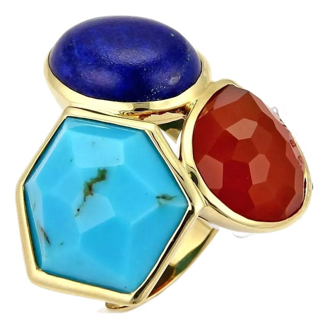 Ippolita Rock Candy Gelato Multicolor 3 Stone 18k Yellow Gold Large Ring - Size 7 For Sale