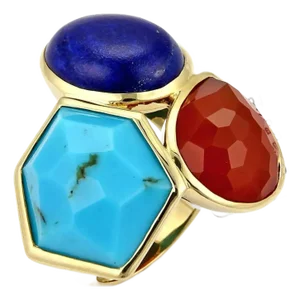 Ippolita Rock Candy Gelato Multicolor 3 Stone 18k Yellow Gold Large Ring - Size 7