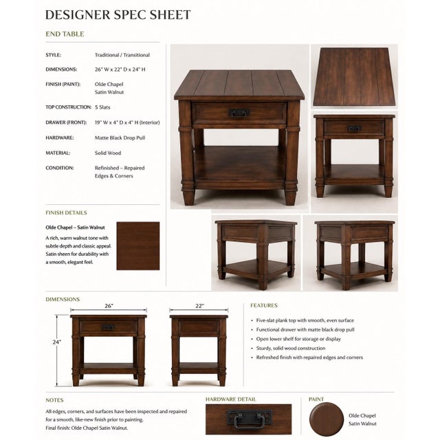 Late 20th Century Mission Craftsman End Table in Old Chapel Satin Walnut™ For Sale - Image 4 of 4