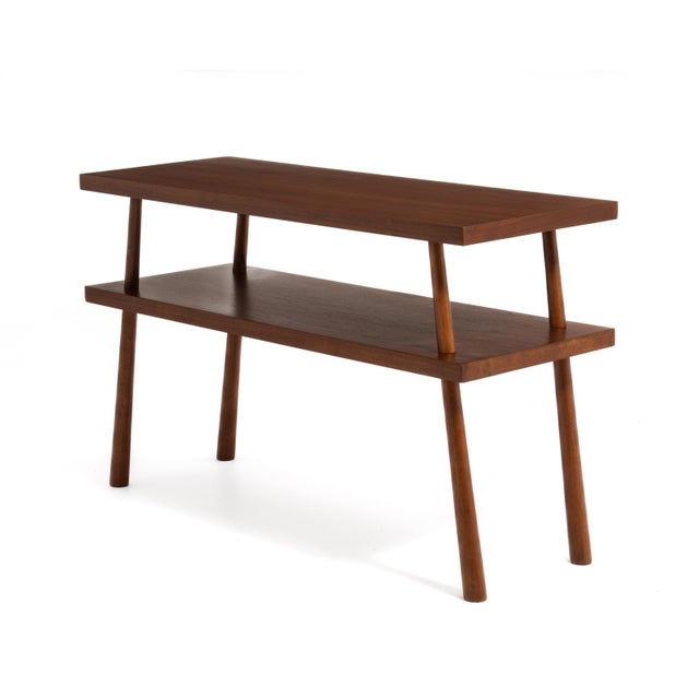 T. H. Robsjohn-Gibbings Widdicomb Walnut Console Hall Table 1952 Restored For Sale - Image 9 of 18