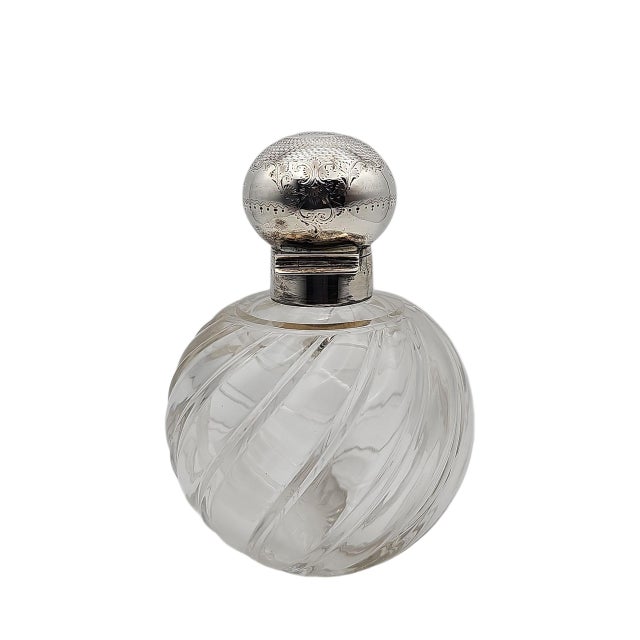 Birmingham England Sterling Silver & Cut Crystal Perfume Bottle For Sale - Image 12 of 12
