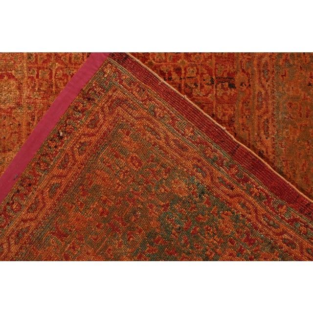 Orange Rug & Kilim’s Classic Agra Style Rug in Red, Orange Geometric Pattern For Sale - Image 8 of 8