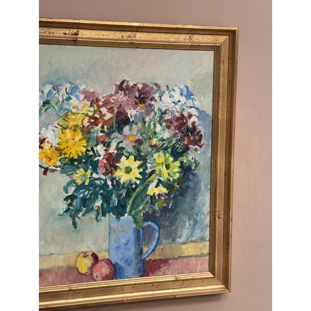 1980s Jan Sonne, Still Life with Flowers in Vase, 1980, Oil on Canvas, Framed For Sale - Image 5 of 18