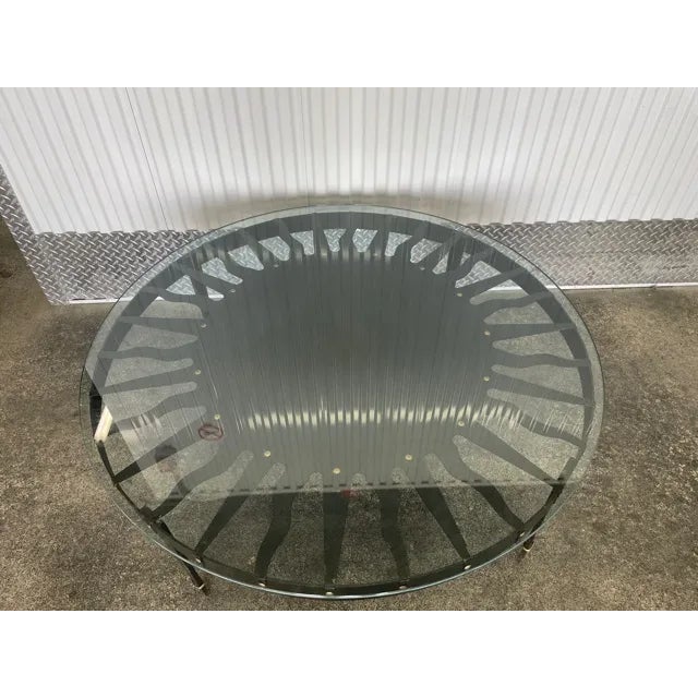 Iron Le Soliel Coffee Table With Brass Studs For Sale - Image 11 of 13