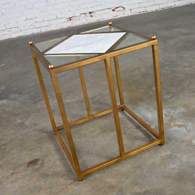 Chelsea House Inc Chelsea House Jamie Merida Collection Iron Antique Gold Leaf Harlequin Side Table For Sale - Image 4 of 18