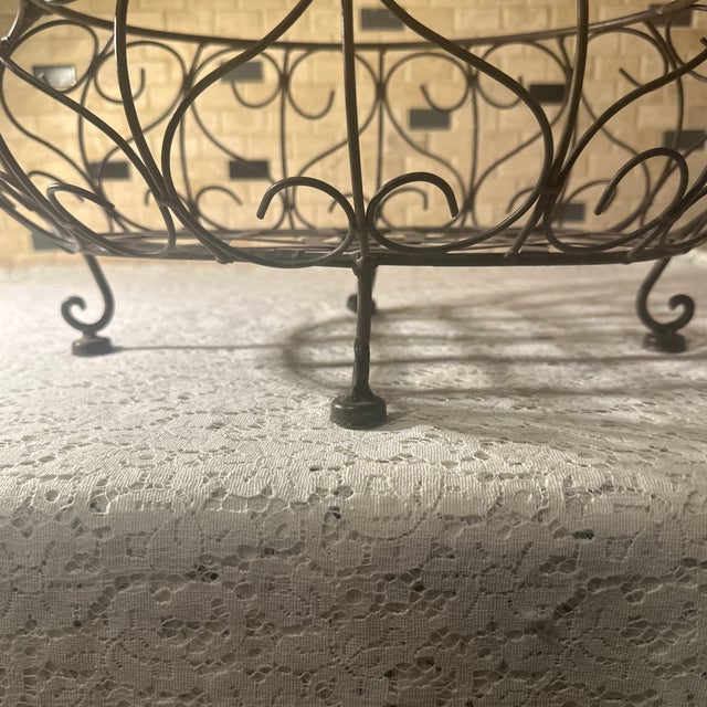 2020s XL-Tall Metal, Footed Basket For Sale - Image 5 of 9