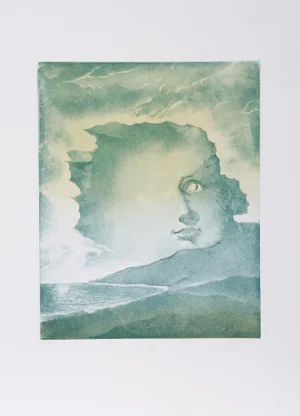 Hank Laventhol, Face in Mountains, Aquatint Etching