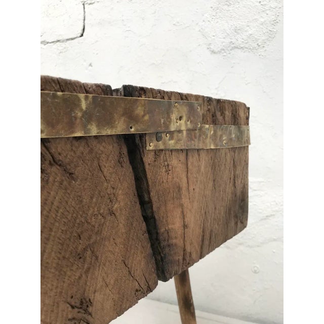 Antique Primitive Butcher's Block in Raw Wood For Sale - Image 9 of 18