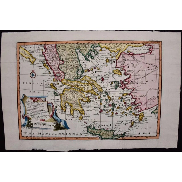 This is an original 18th century hand-colored map entitled "An Accurate Map of the Morea Together with the Neighboring...
