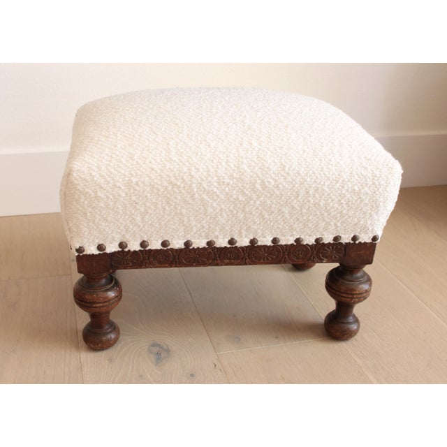 Louis XV Carved Footstool France W/Scalamandre Style Bounc'e Textile For Sale - Image 4 of 4