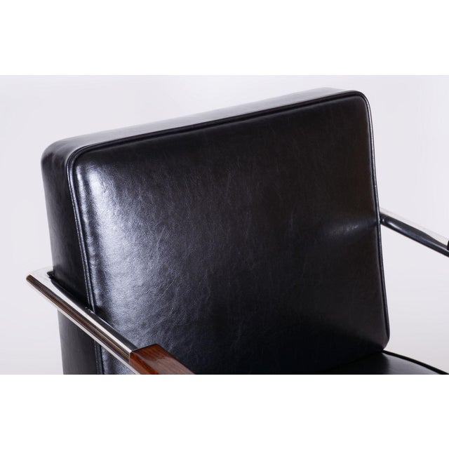 Black Bauhaus Leather Armchairs attributed to Mücke-Melder, Former Czechoslovakia, 1930s, Set of 2 For Sale - Image 8 of 15