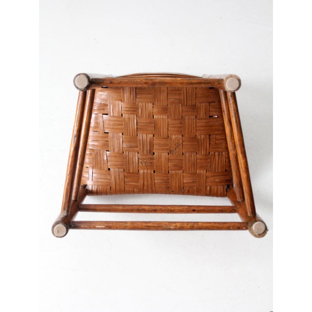 Antique Ladder Back Chair With Herringbone Woven Seat For Sale - Image 11 of 12