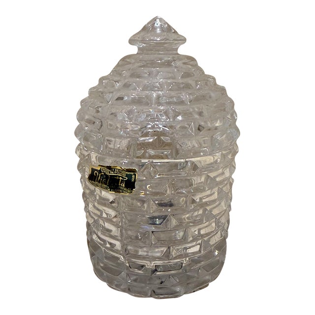 Honey Bee Hive Crystal Jar by Violetta Made in Poland Mid-Century Modern For Sale