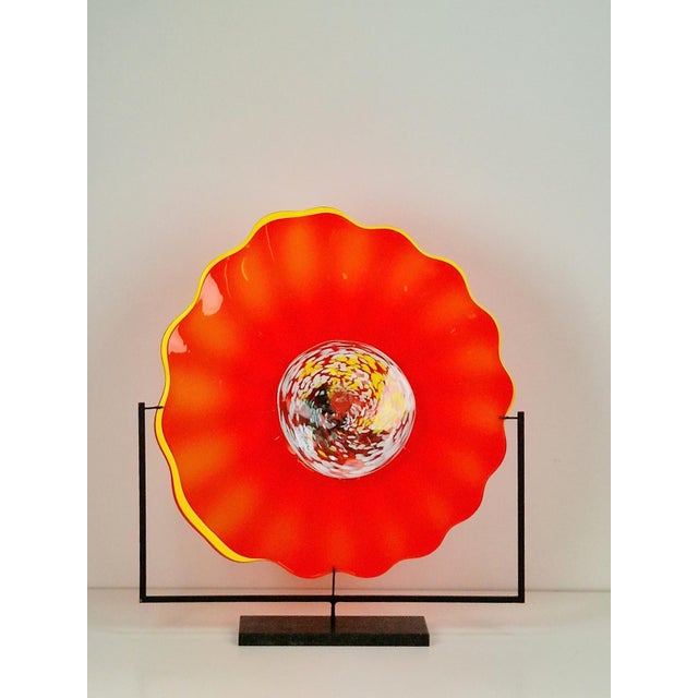 Metal Large Murano Glass Artwork on a Stand, 2000s For Sale - Image 7 of 15