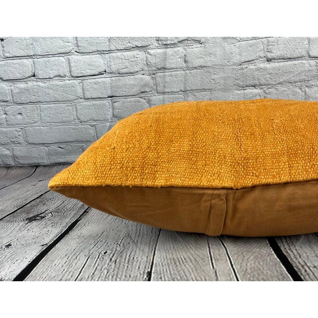 16 x 24 Hemp Pillow Turkish Cushion Natural Orange Pillow Cushion Cover For Sale - Image 4 of 4