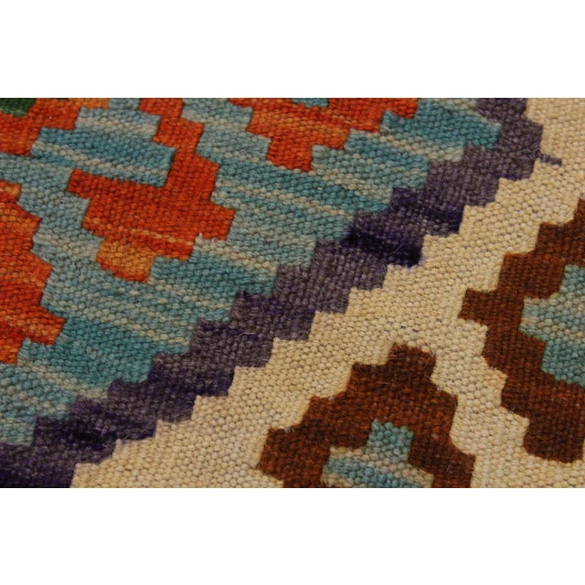 2000 - 2009 Shabby Chic Kilim Red Hand-Woven Wool Rug -5′9″ × 7′6″ For Sale - Image 5 of 8