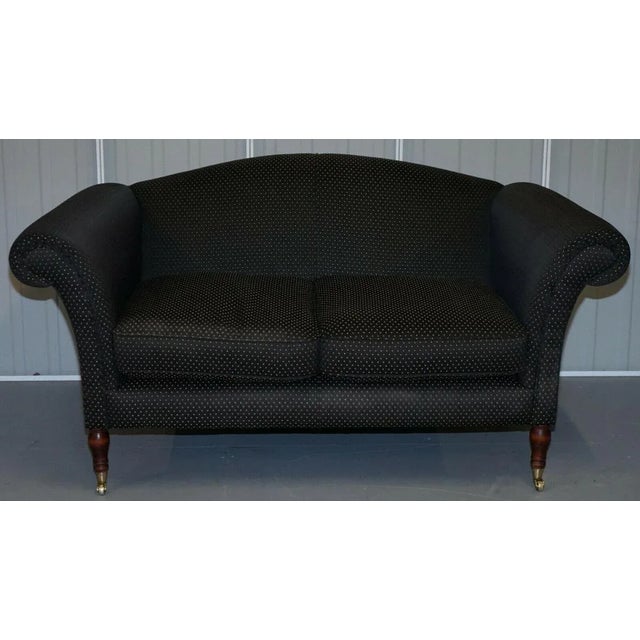 Handmade Black and Silver Upholstered Sofa with Light Hardwood Frame For Sale - Image 3 of 13