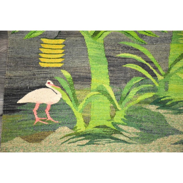 Mid-Century Modern Mid Century Modern Egret Flat Weave Kilim Rug For Sale - Image 3 of 8