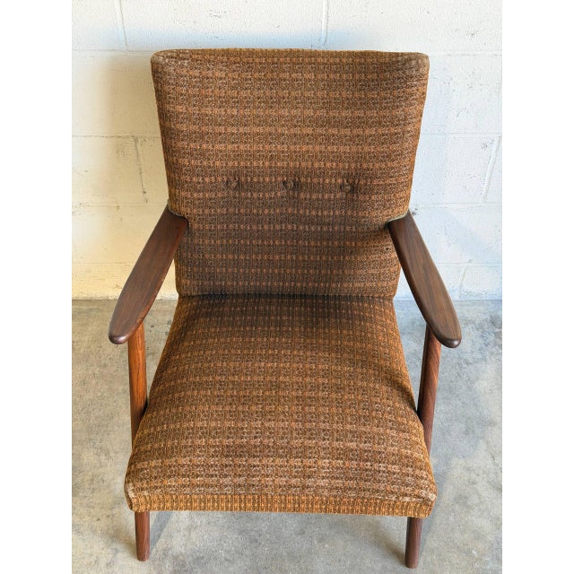 Brown Brown Upholstered Lounge Armchair With Wooden Frame Mid-Century Modern 1960s For Sale - Image 8 of 12