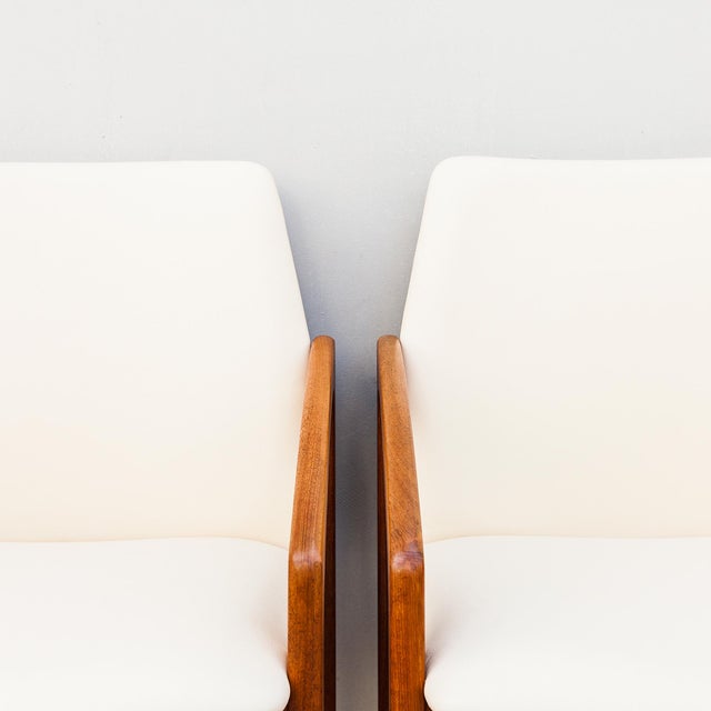 Restored 1970s Danish Modern Henning Kjaernulf Dining Chairs in Teak and Leather For Sale In Los Angeles - Image 6 of 13
