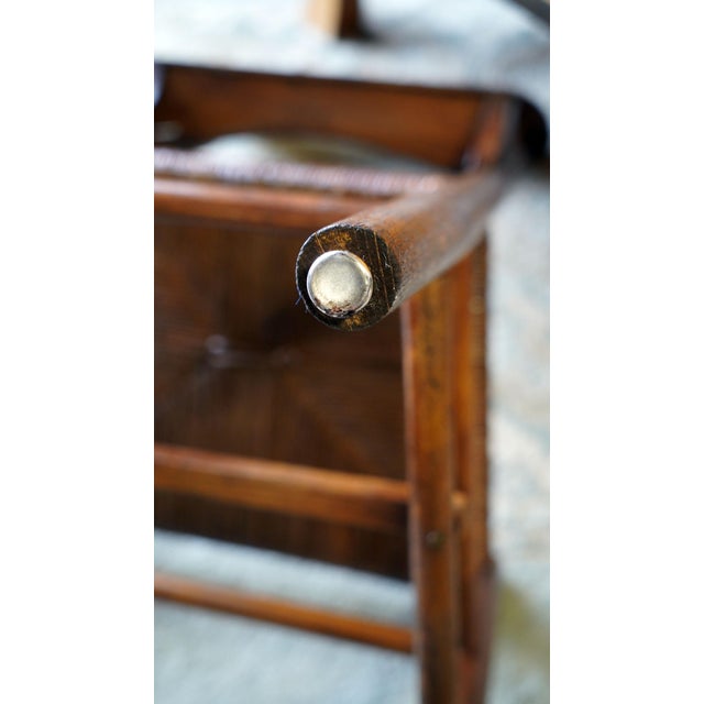 Vintage Chapel Chairs With Original Hymnal Racks – Set of 3, Solid Wood, Rush Seat For Sale - Image 12 of 16