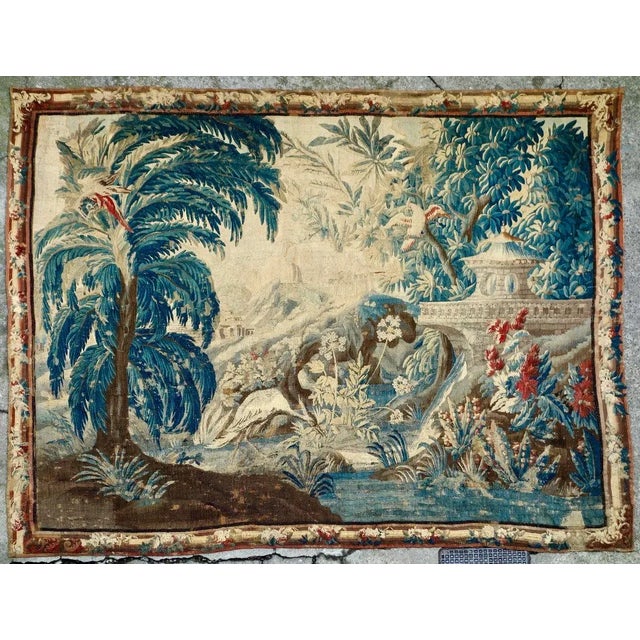 Chinoiserie Aubusson Verdure Chinoiserie Style Tapestry 1700 Hundreds For Sale - Image 3 of 13