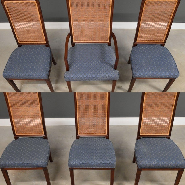 Mid-Century Modern Mahogany and Cane Dining Chairs - Set of 6 For Sale - Image 3 of 9